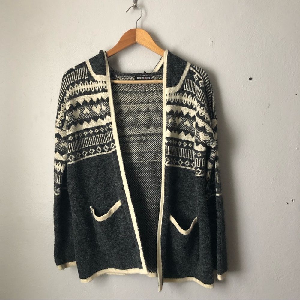 Fashion Nova wool blend open front hooded cardigan